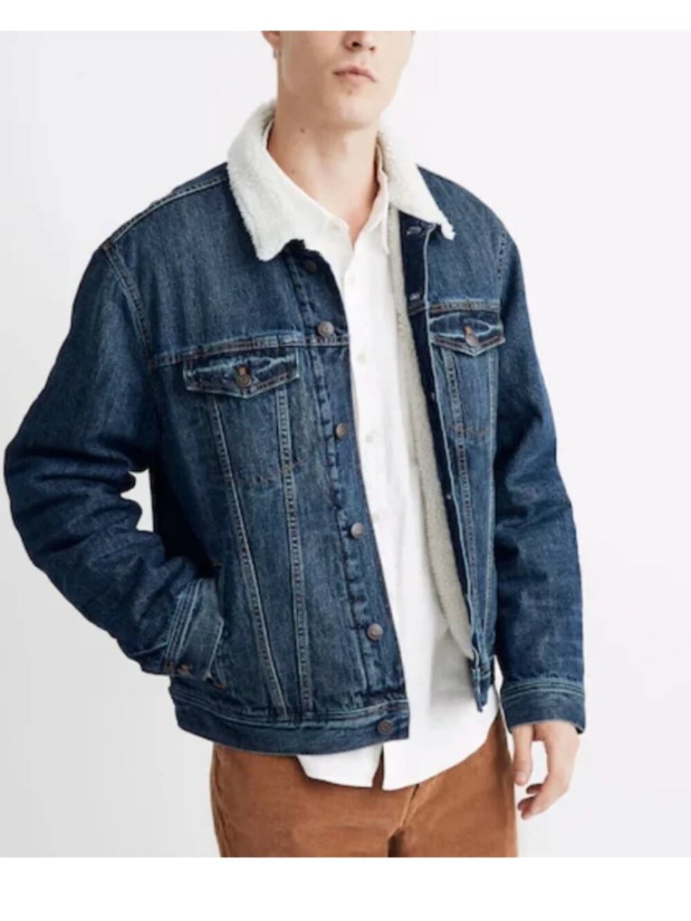 Madewell Classic Sherpa Denim Jacket Edmonson Wash Style AA385